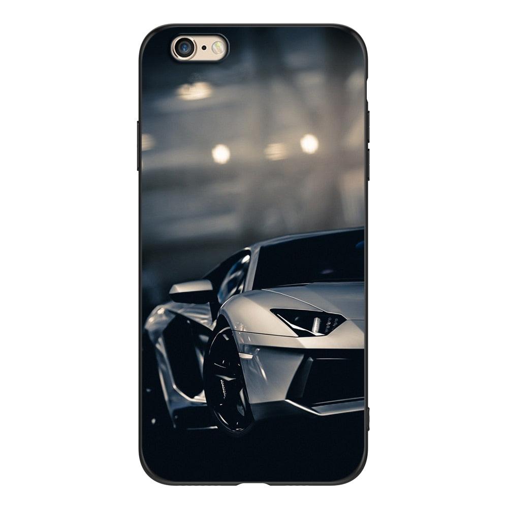 Cute Cover Soft Silicone Print Cars Print Phone Case For Iphone 5s 5 S Se 2016 4.0" Case Phone Cover On Iphone 6s 6 S Plus Funda Bumper Black Case Sport Race Car