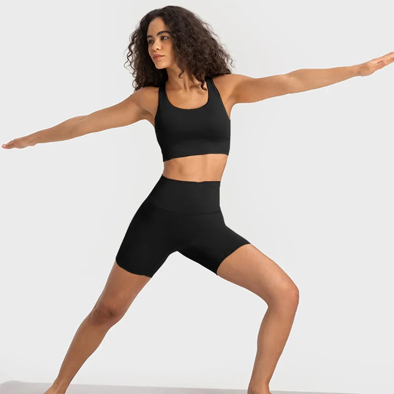 Nude Feel Yoga Sets Cross Back Bra & Joggers