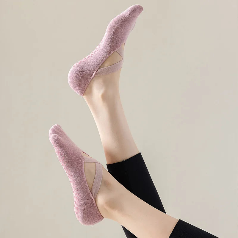 Yoga Socks Women Cotton Silicone Non slip Pilates Grip Towel No Show Barre Sock