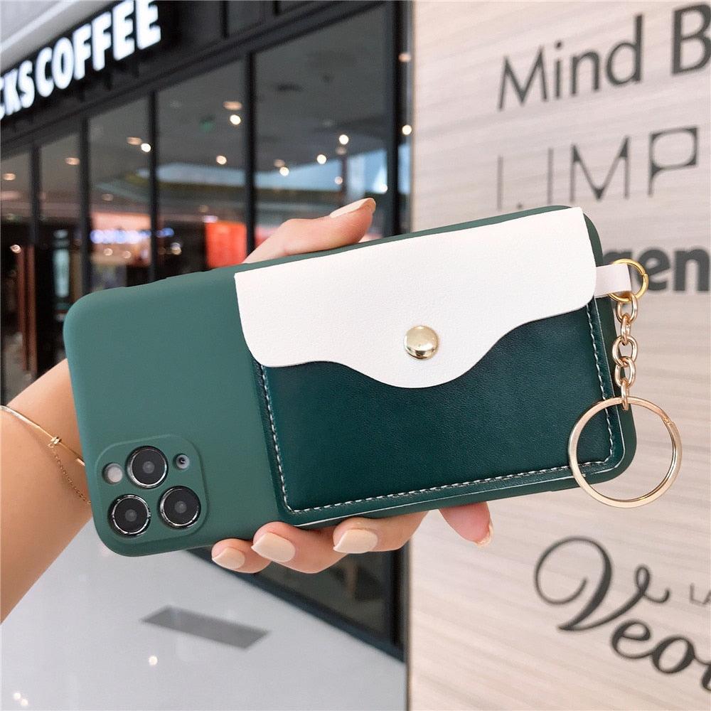 Luxury Wallet Phone Case For iPhone 13 Pro Max 11 12 Pro Max X XR XS 7 8 Plus 13 Mini Soft Silicone Handbag Card Phone Case Wallet Compatible iPhone Bag Cover
