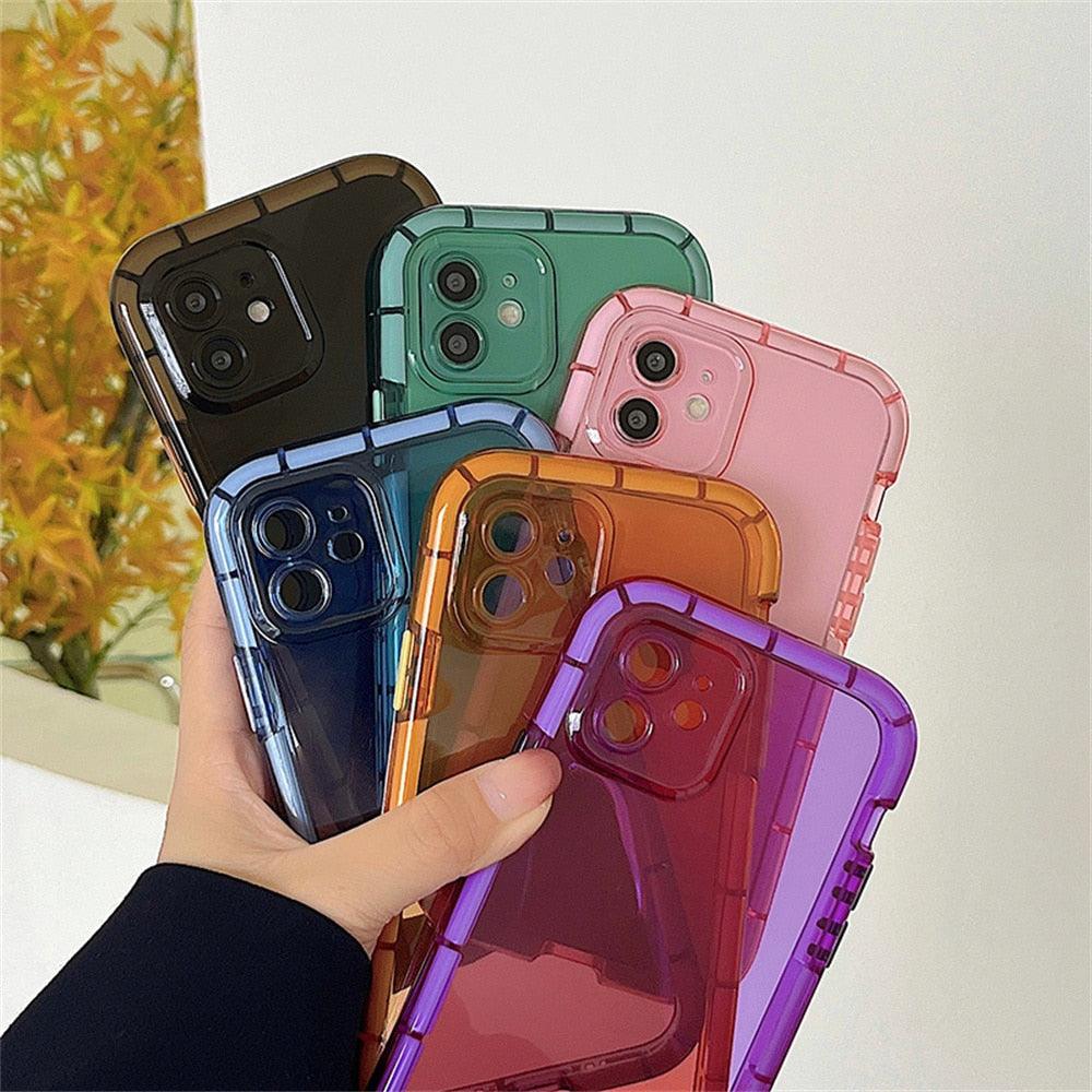 Luminous Shockproof Bumper Phone Case For iPhone 11 14 Pro Max 12 11 13 Pro Max X XR XS Max Transparent Back Cover Full Bumper Case Strong Classic Phone Case