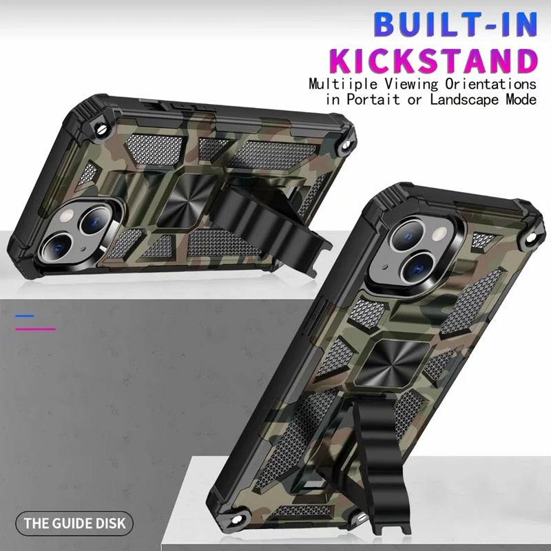 Magnetic Army Green Shockproof Durable Cover Compatible iPhone 14 Case for iPhone 14 Pro Max 14 Plus 11 12 13 Pro Max XS Camouflage Armor Heavy Protection Phone Case Cover