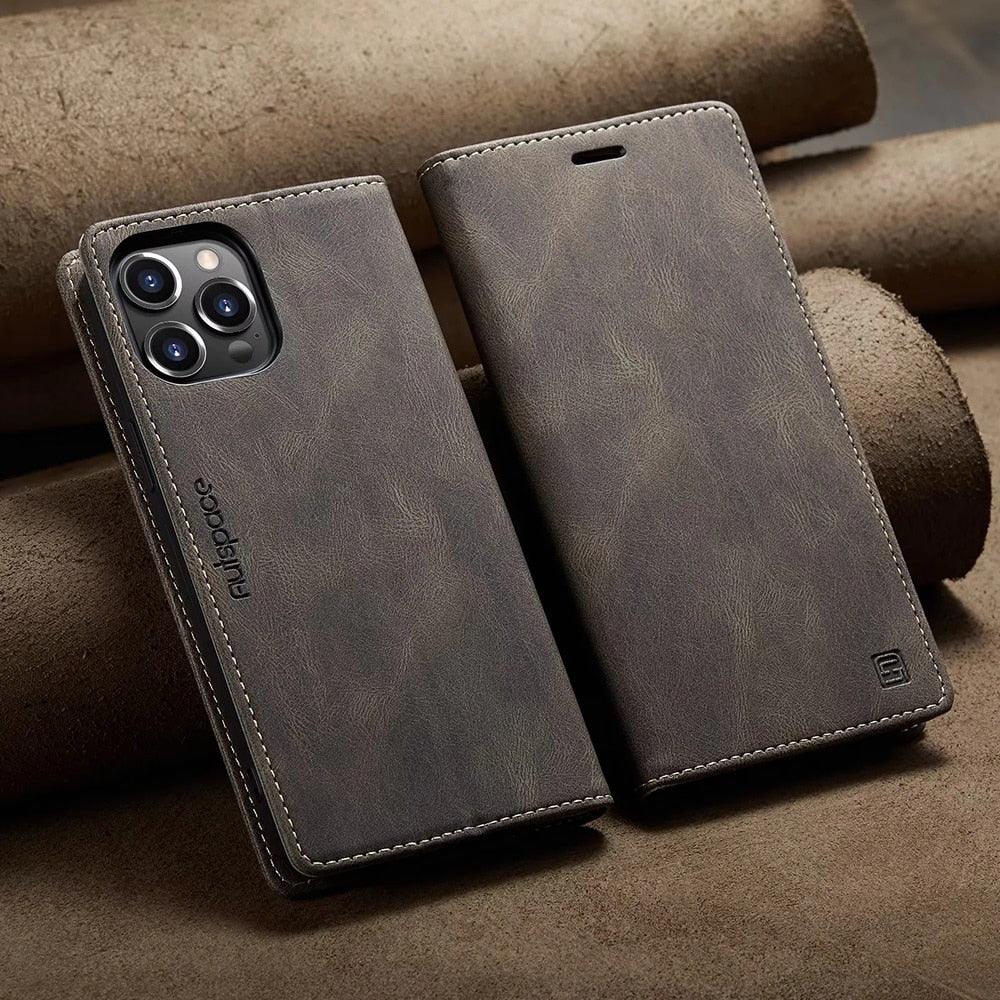 Vintage Wallet Case Card Holder Kickstand Built-in Magnetic Flip Leather Case for iPhone Leather Cases for iPhone 14 13 12 11 Pro Max Mini XR XS Max 8 7 6s Plus Wallet Flip Cover