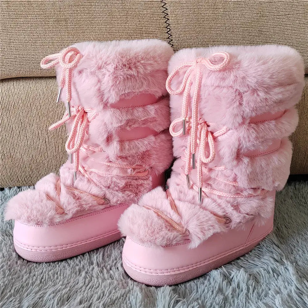 Stay Warm in Style Y2K Fur Boots