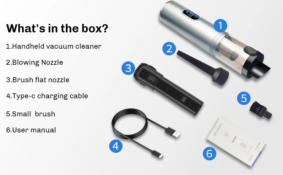 Cordless Handheld Vacuum Cleaner 30000Pa Mini Portable Wireless Cleaner for Home Office & Car Appliance Poweful Cleaning Machine