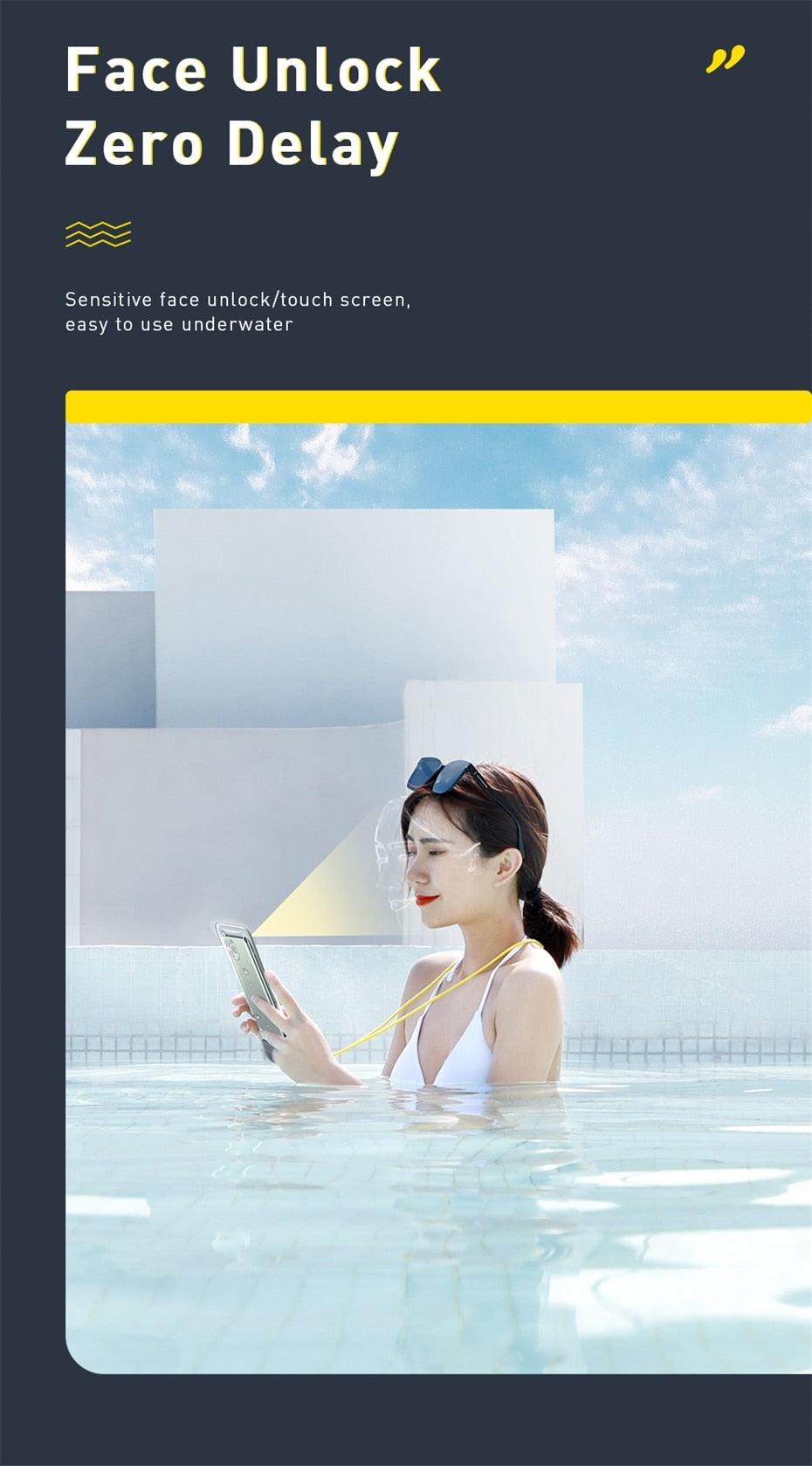 Unique Soft Waterproof Phone Case 7.2inch IPX8 Waterproof Phone Bag For iPhone 13 Waterproof Pouch Diving Surfing Phone Bag Case Cover Adjustable Rope Phone Case