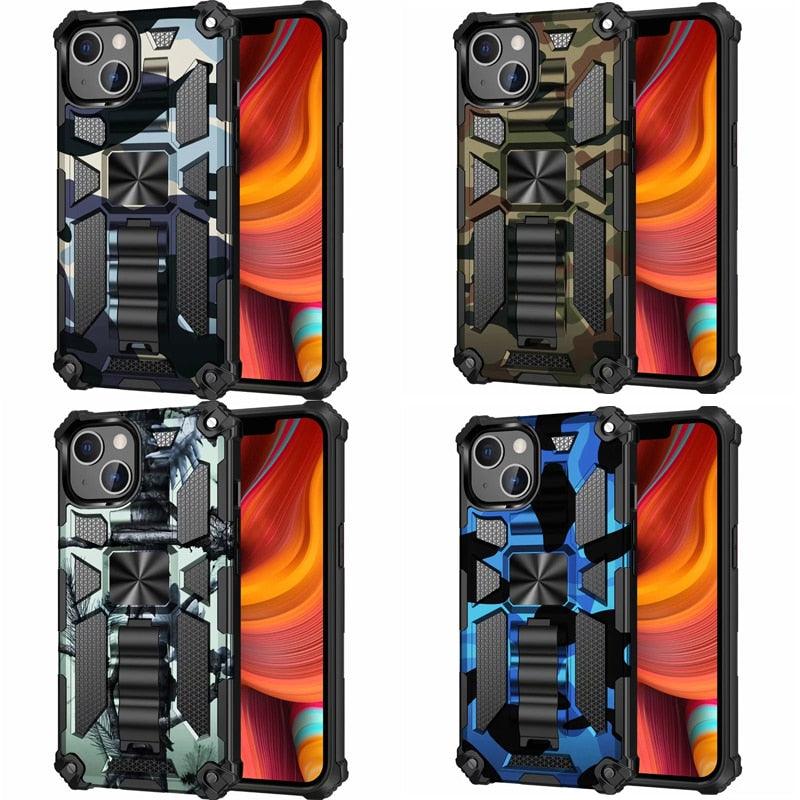 Magnetic Army Green Shockproof Durable Cover Compatible iPhone 14 Case for iPhone 14 Pro Max 14 Plus 11 12 13 Pro Max XS Camouflage Armor Heavy Protection Phone Case Cover