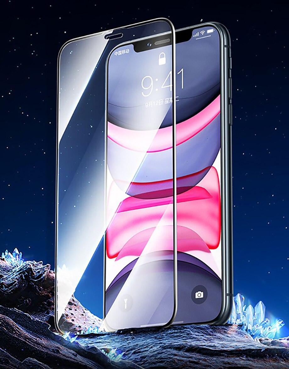80D Full Protective Glass For iphone 6 7 8 Plus X Xr Xs Max SE Tempered Screen Protector iPhone 11 12 13 Pro Max Mini Glass Film Screen Protector with Full-Coverage, Easy Installation Frame