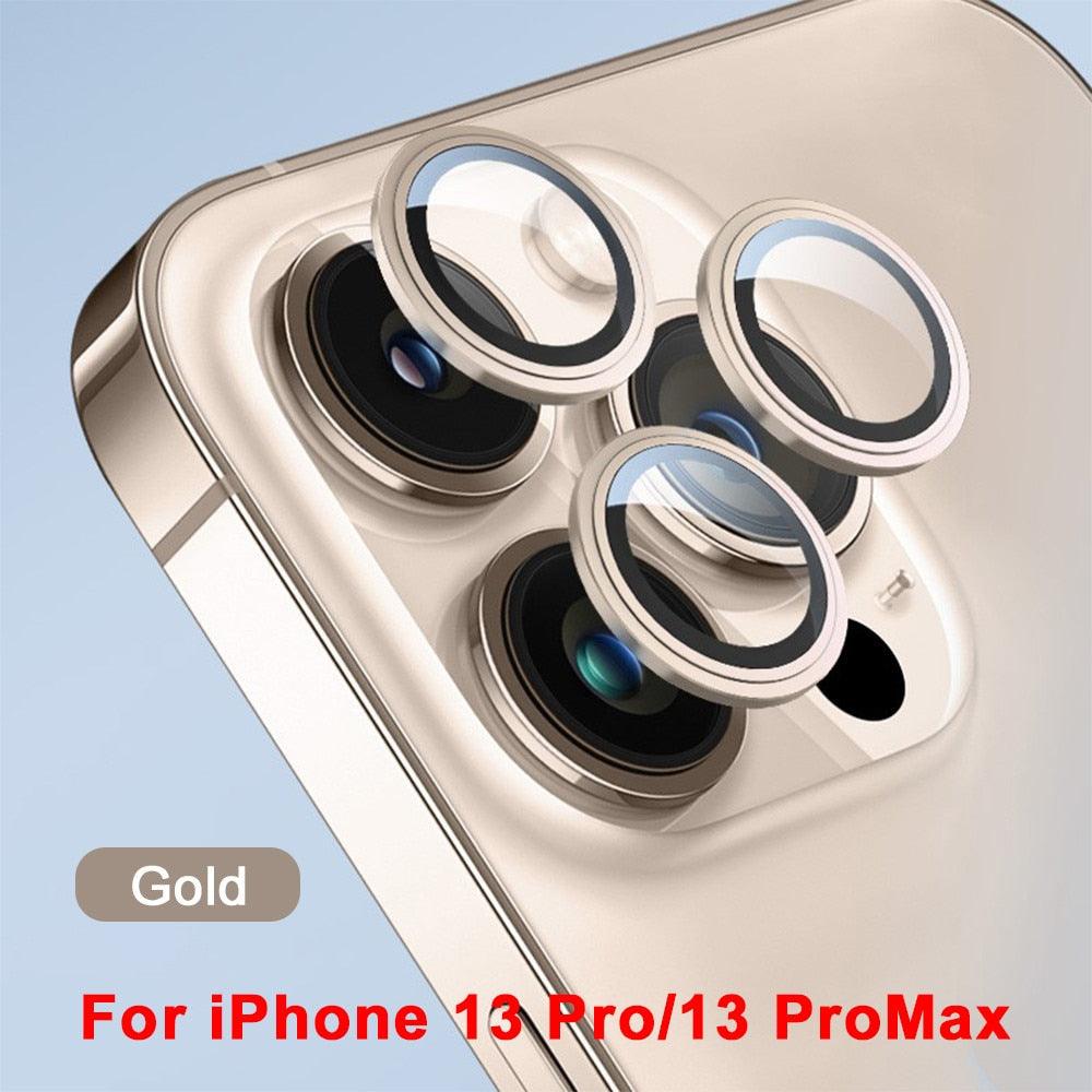 3D Protective Glass Camera Protector Cover For iPhone 13 Pro Max i Phone 13Pro 13 Mini Rear Lens Metal Ring Protect Camera Lens Case Individual Metal Scratch Resistant HD Clear Case Tempered Glass Camera Case