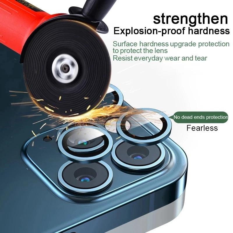 Camera Lens Ring For iPhone 13 14 12 Pro Max Mini Full Cover Metal Ring Tempered Glass On iPhone13pro Back Screen Protector Camera Tempered Glass Protective Film Aluminum Alloy Camera Lens Cover