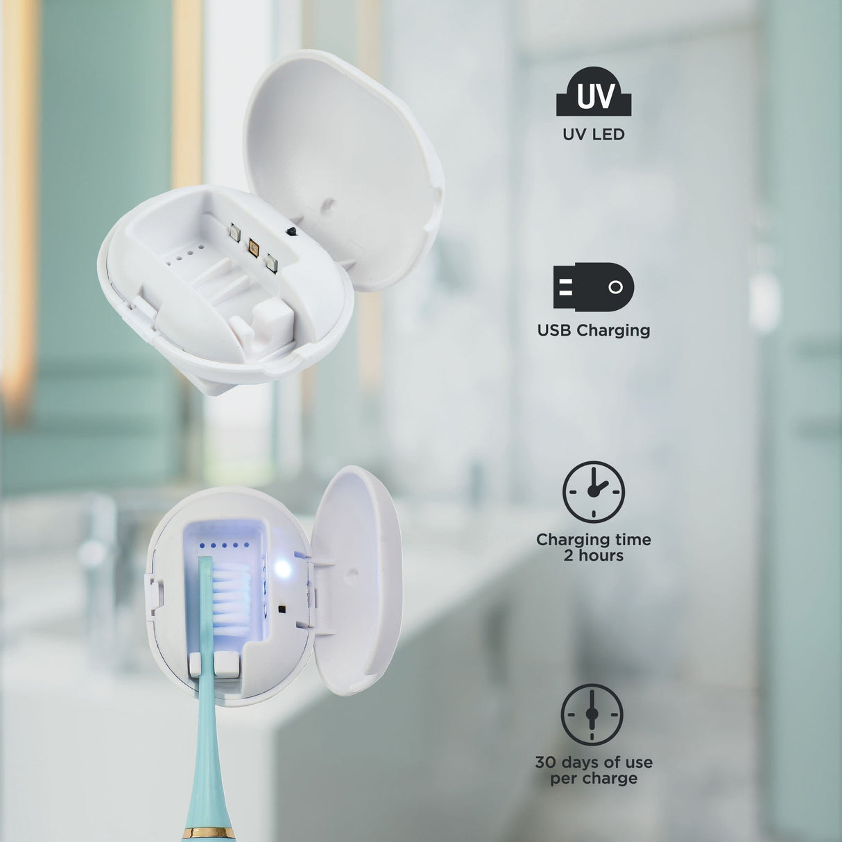 Pursonic Portable Oral Care Bundle – Black Sonic Toothbrush with Bonus Heads + Toothbrush UV Sterilizer by Pursonic