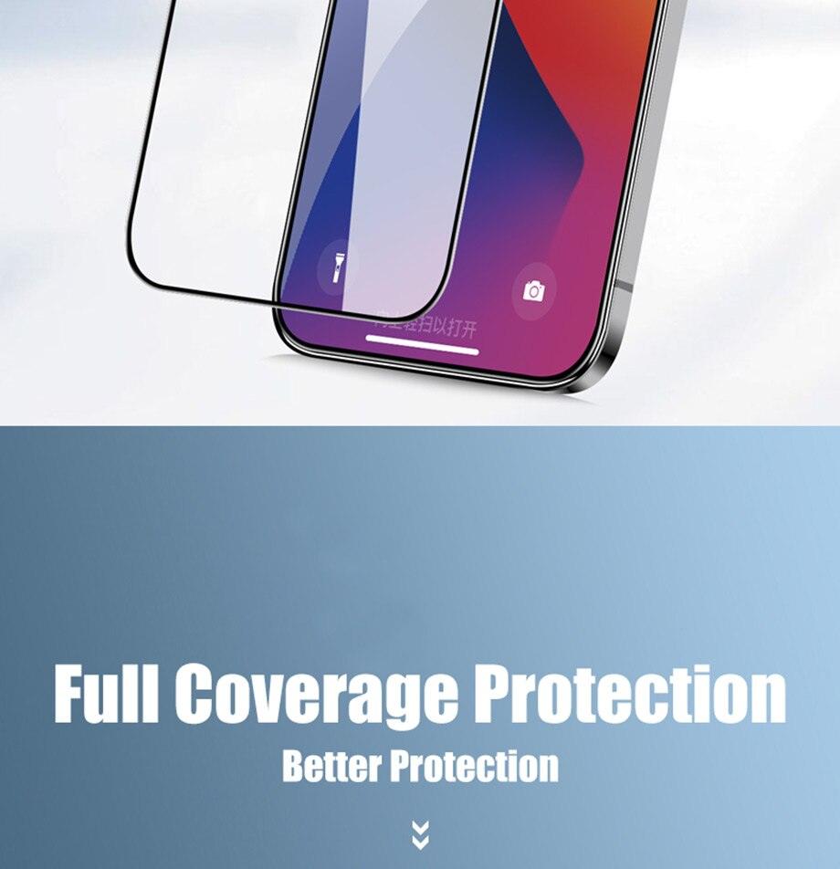 9D Full Cover Glass Screen Protector for IPhone 11 Pro Max 14 12 X s XS XR Tempered Glass on IPhone 13 Mini 7 8 6S Plus SE Film Tempered Glass Screen Protector Compatible for iPhone