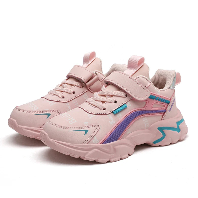 Girls Leather Athletic Sneakers
