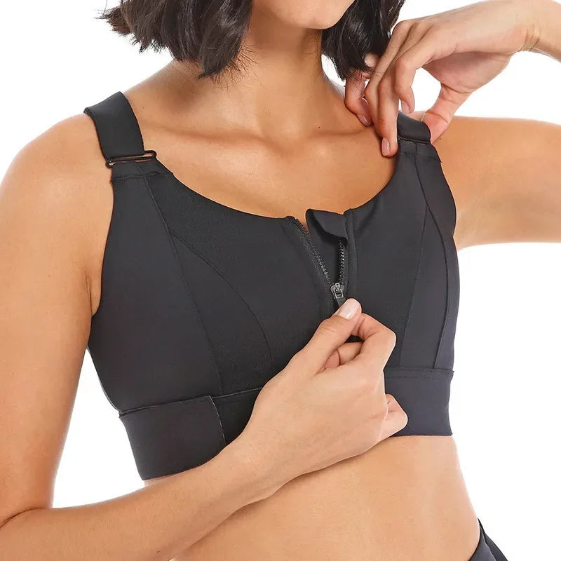 Plus Size Zippered Sports Bras for High Impact Workouts