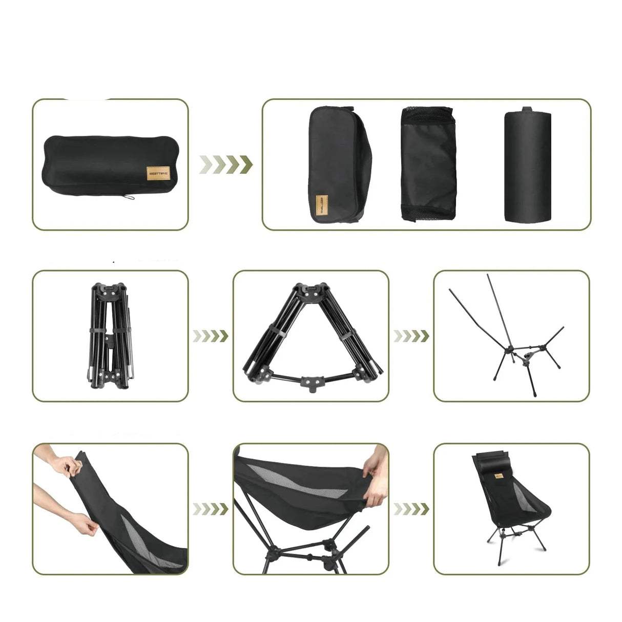 Compact Camping Chair with Headrest