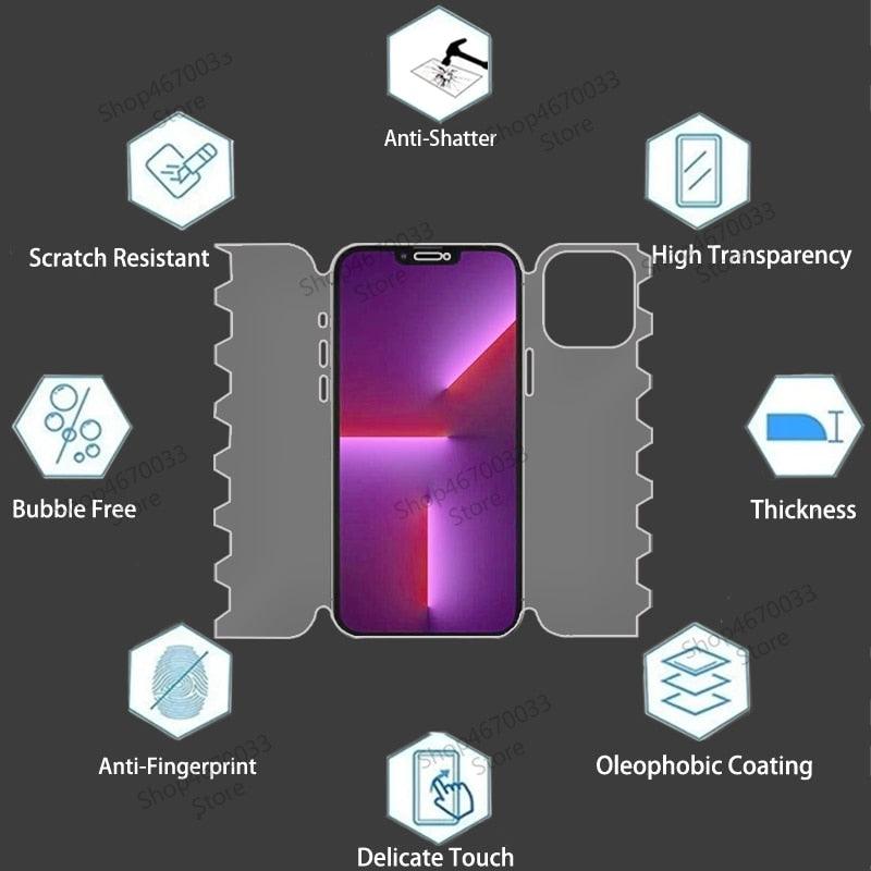 Full Cover Butterfly Film For iPhone 14 13 12 11 Pro Max 14 Plus 13 12 Mini Lens Cover For iPhone XR X XS Max Film Soft Screen Protector Full Coverage Clear HD Phone Protector