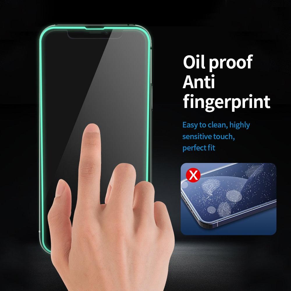 2Pcs Luminous Protective Glass For iPhone 14 13 12 11 Pro Max X XR XS Screen Protector For 7 8 6 Plus SE3 Glowing Tempered Glass Luminous Glowing Tempered Glass Screen Protector for iPhone