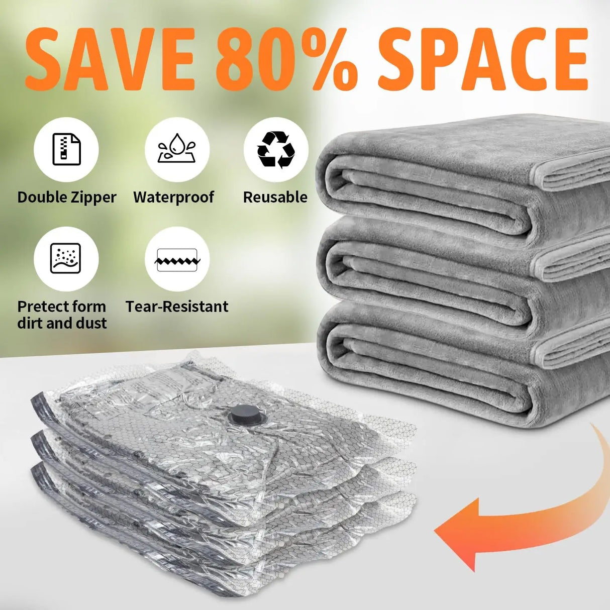 15-Pack Travel Vacuum Storage Bags with Electric Pump, Space-Saving Compression Bags for Clothes, Luggage, Cruise & Home Use