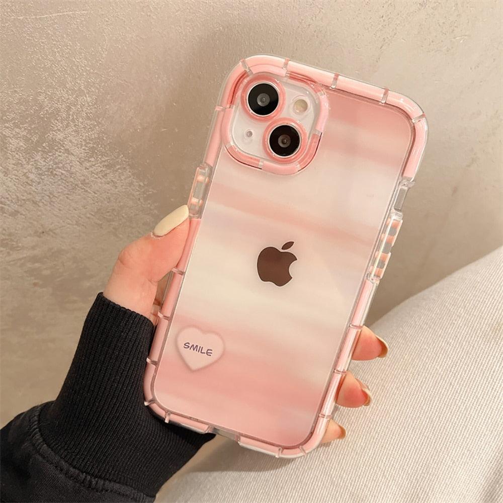 Cute Love Heart Soft Shockproof Bumper Transparent Phone Case For iPhone 12 13 Pro Max Silicone Back Cover Case Cute Side Small Pattern for Women Girls Soft Silicone Shockproof Protective Cover