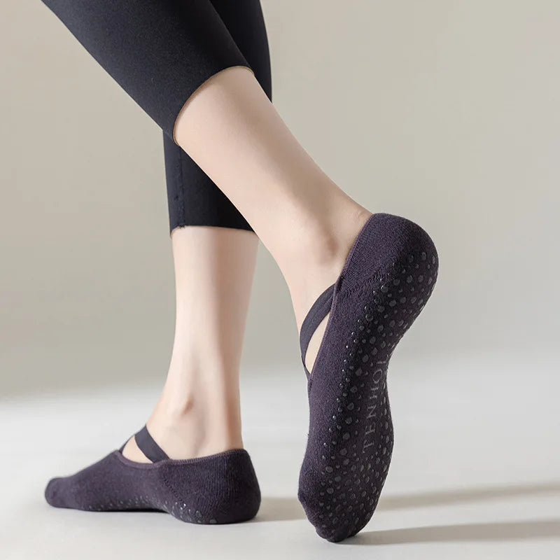 Yoga Socks Women Cotton Silicone Non slip Pilates Grip Towel No Show Barre Sock