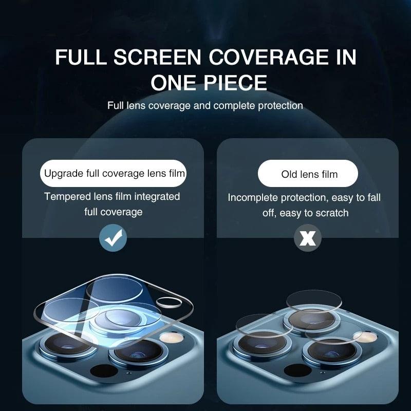 Full Cover HD Back Camera Glass Protectors for iPhone 13 12 Pro Max 13Mini Lens Protective Glass Film on IPhone 11 14 PRO MAX XS Ultra Thin Tempered Glass Camera Lens Screen Protector