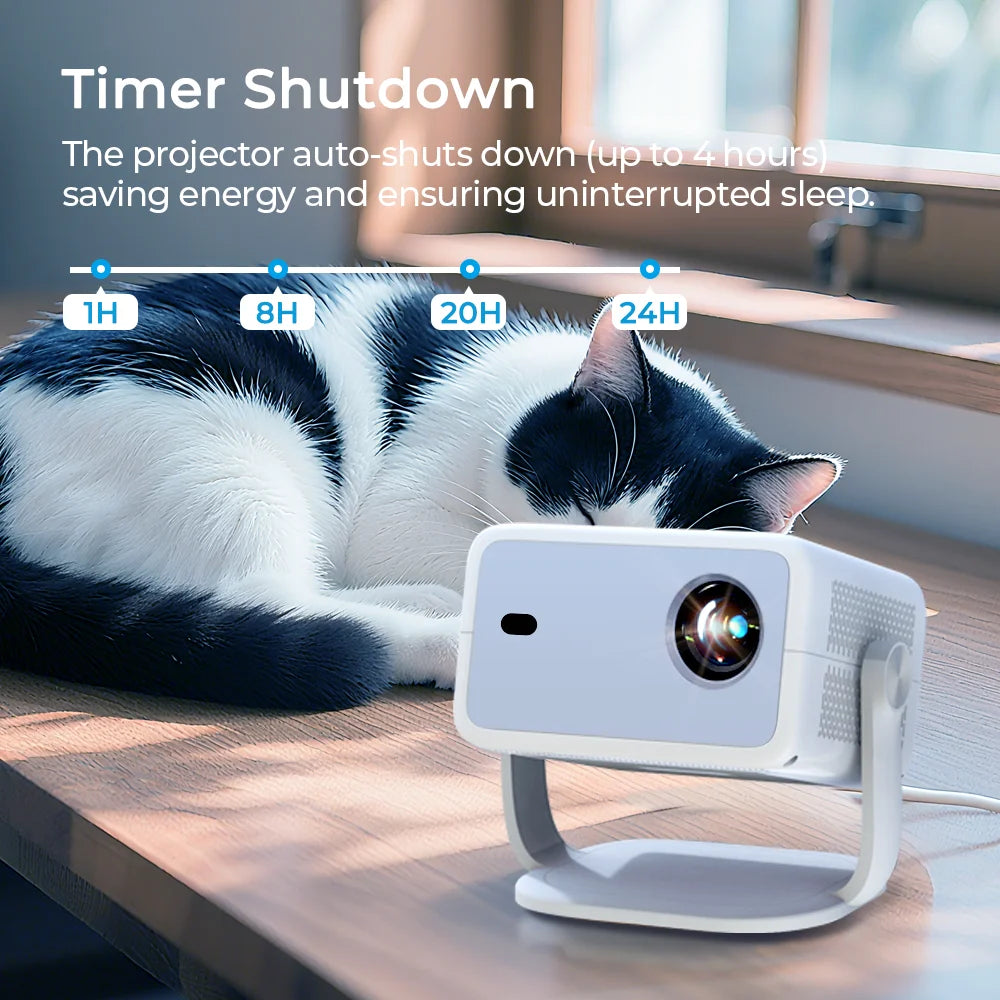 LynCast L018 Home Projector 800ANSI Native 1080P 8K Support Android 14 WiFi6 BT5.4 Portable Movie Projector with 360° Correction