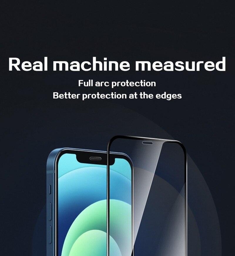 4PCS Full Cover Protective Glass For iPhone 13 12 11 Pro Max Screen Protector For iPhone 6 7 8 Plus X XR Xs SE 2020 Mini Glass Full Glue Big Curved Edge Flexible Tempered Glass for iPhone