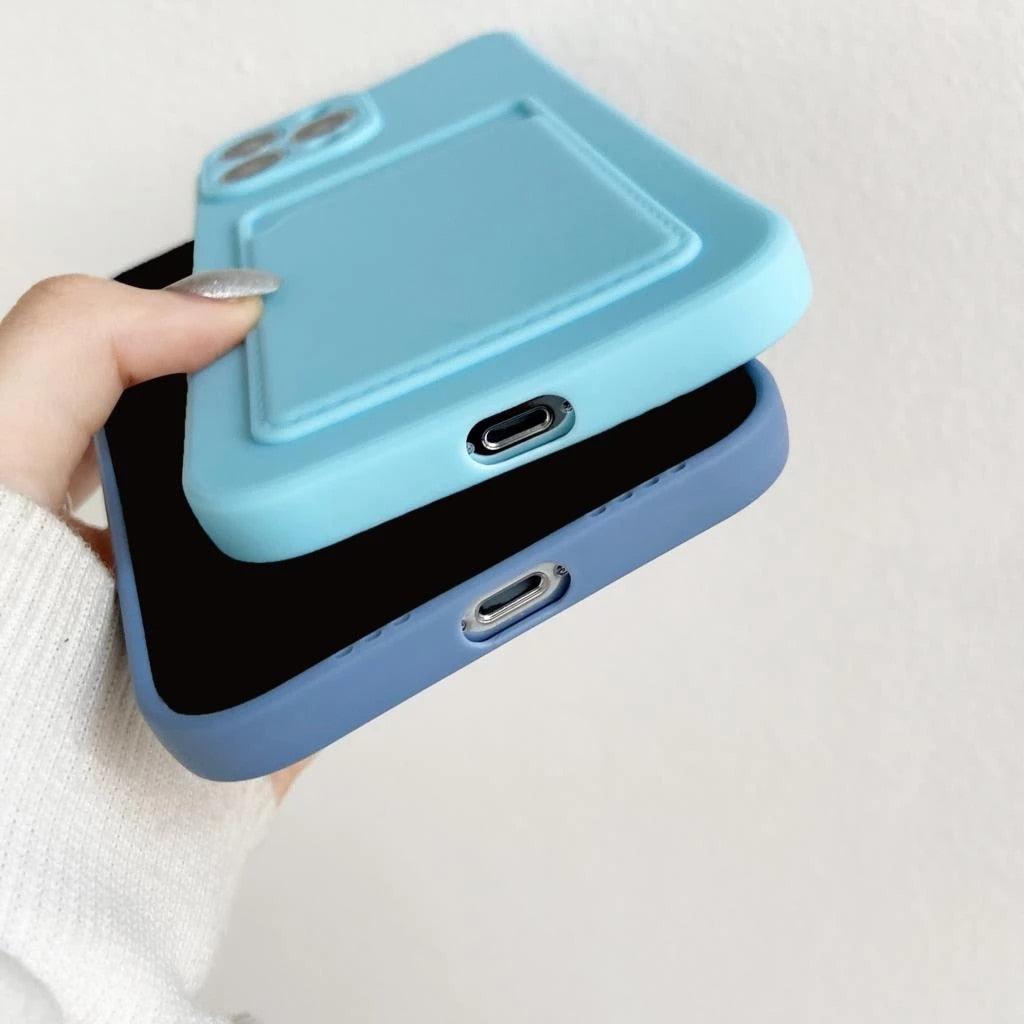 White Luxury Card Holder Phone Case for iPhone 13 12 Pro Wallet Soft Back Cover Shockproof Cute Protective Case for iPhone Cute Case With Card Holder