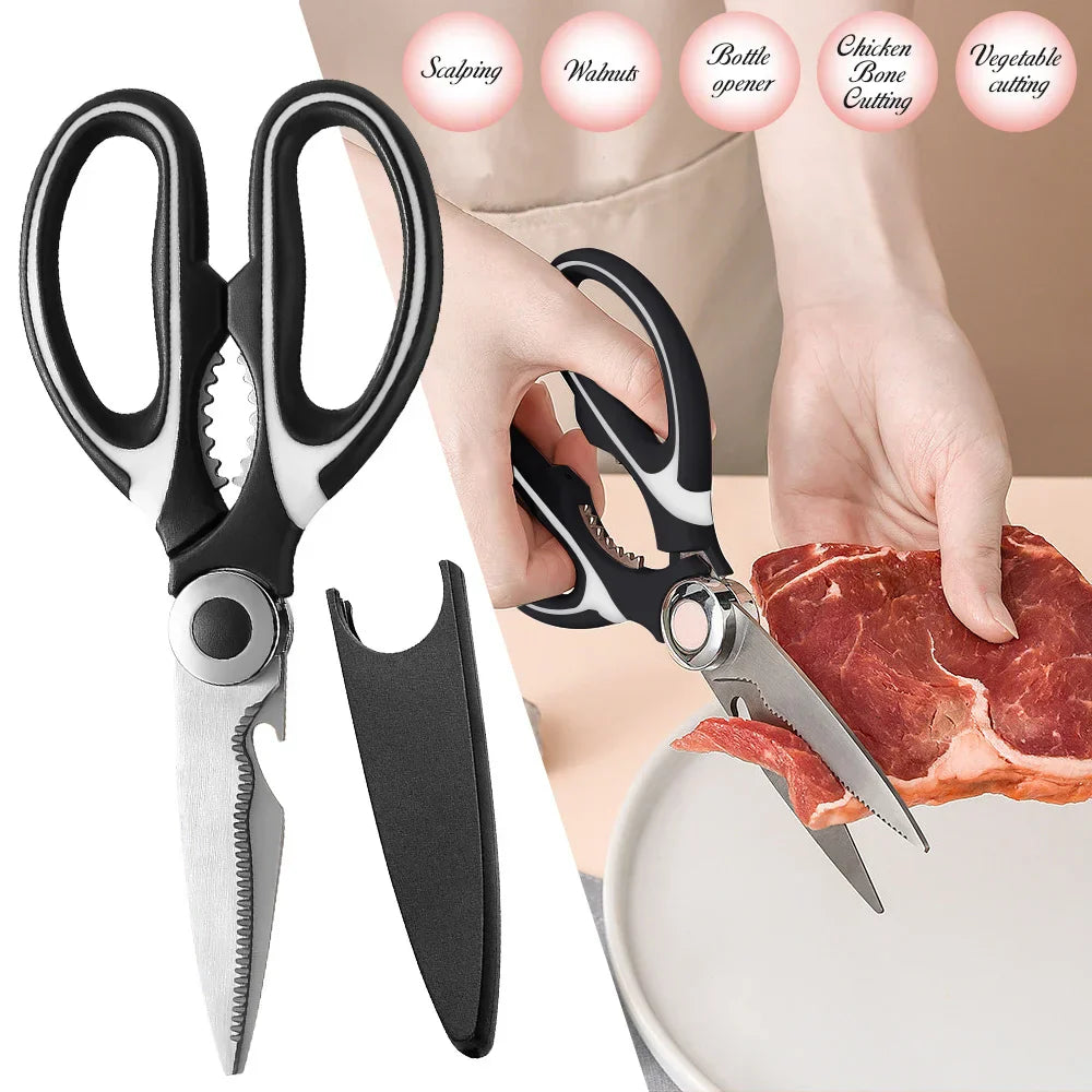 Multifunctional Stainless Steel Kitchen Scissors for Chicken, Meat, Fish