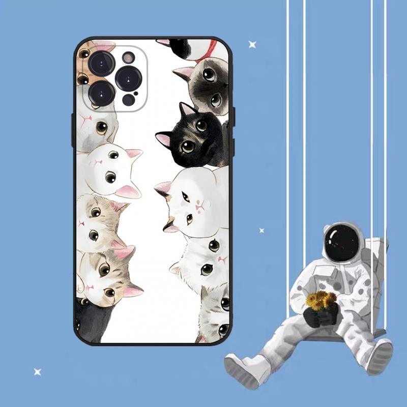 Cat Cute Art Phone Case For Iphone 8 7 6 6s Plus X Se 2020 Xr Xs 14 11 12 13 Mini Pro Max Mobile Case Transparent Soft Protective Clear Case Compatible For Iphone