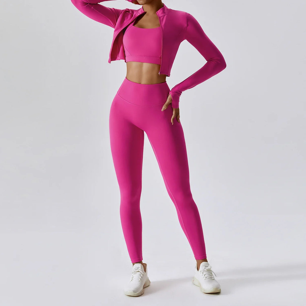 Zippered Yoga Set Long Sleeve & High Waist Leggings