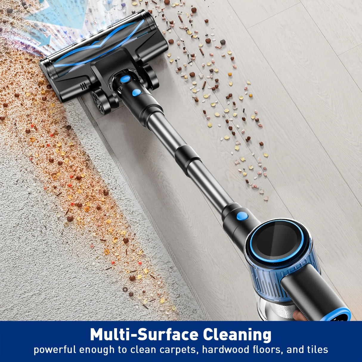 Cordless Vacuum Cleaner,55Kpa/45Mins/8 in 1 Powerful Suction,Self-Standing, 3 Suction Modes, Vacuum for Floor Carpet Pet Hair