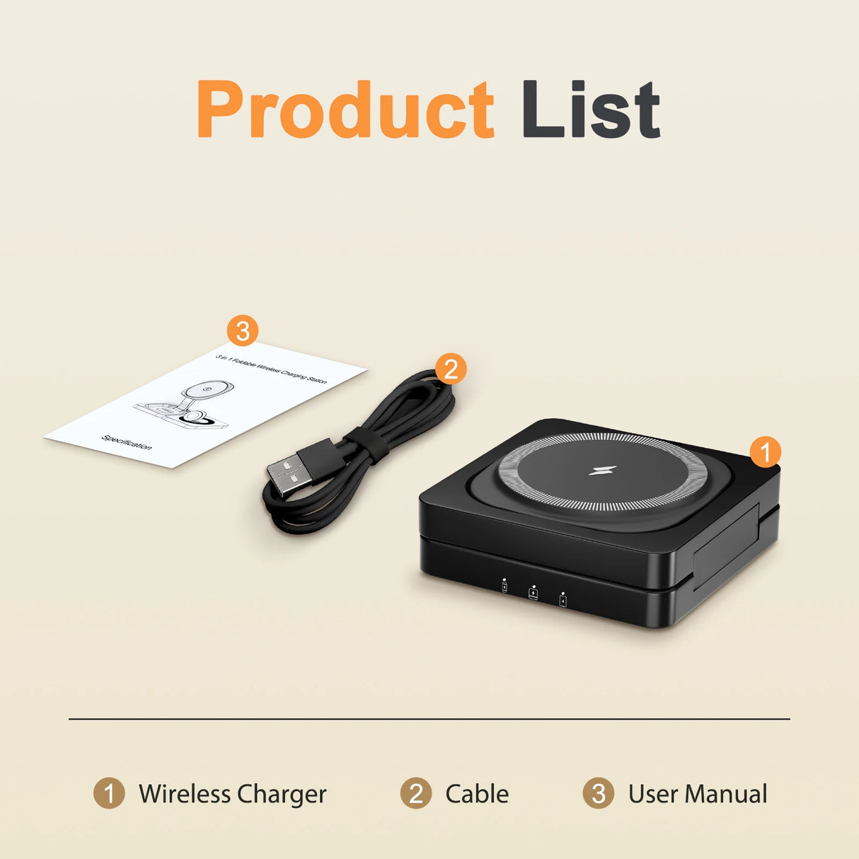 Magnetic Wireless Charger 3-in-1 Folding Fast Charging Station Foldable Travel for Magsafe iPhone 17/16/15/14/13 Watch Airpods
