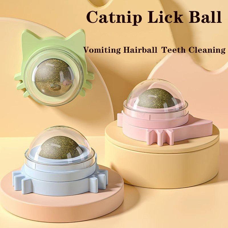 Ball Cat Toy Pasted Lollipop Gatos Mint On The Wall Pet Ball Snack Good Cat Accessories Cat Toy with Light and Self-Rotating Ball Kitten Gift Edible Cat Lick Toy Cat Chew Toy Teeth Cleaning Cat Bite Toy Rotating Cat Toy