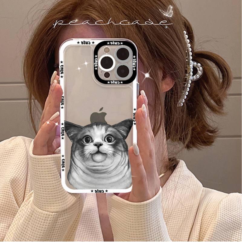 Cute Cat Phone Case for iPhone 11 12 13 Mini Pro Max 14 Pro Max Case shell Blank Printable Phone Case for Soft Rubber Cool Polish Phone Case