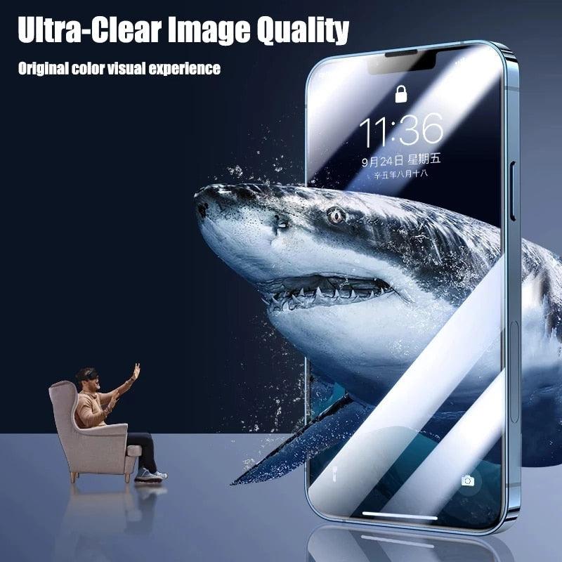 4Pcs Full Cover Screen Protectors for IPhone 13 11 12 Pro Max Mini 13Pro 11Pro 14 PRO XS MAX X XR SE 6S 8 7 Plus Tempered Glass Ultra Clear Tempered Glass Case Friendly Easy to Install Screen Protector