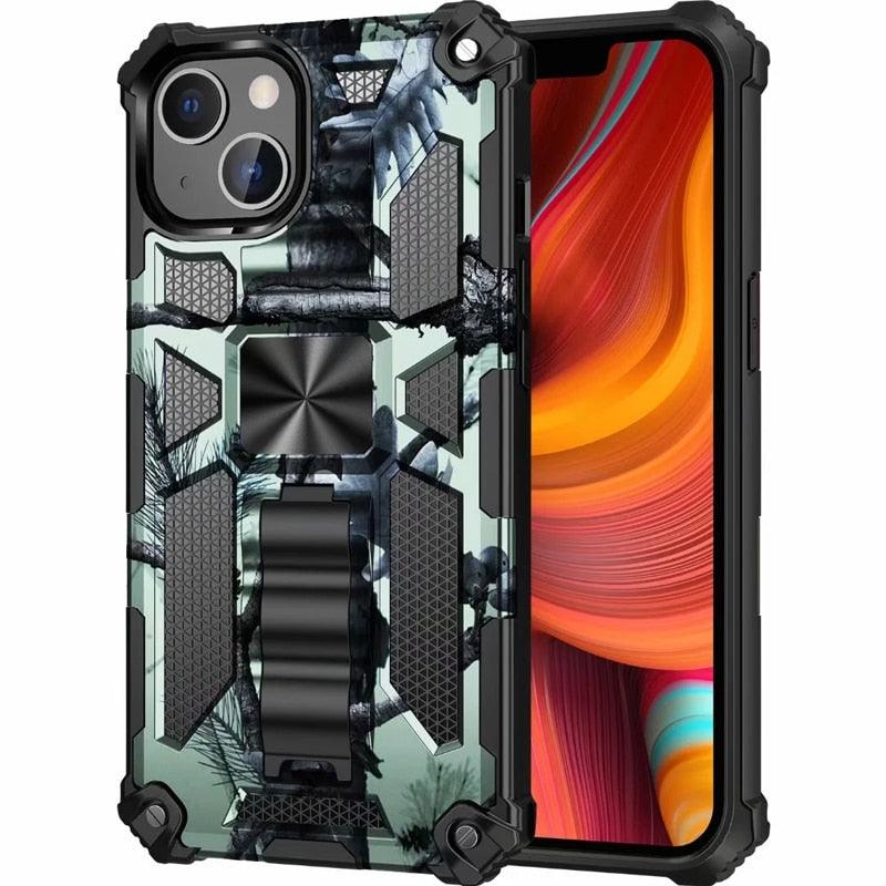 Magnetic Army Green Shockproof Durable Cover Compatible iPhone 14 Case for iPhone 14 Pro Max 14 Plus 11 12 13 Pro Max XS Camouflage Armor Heavy Protection Phone Case Cover