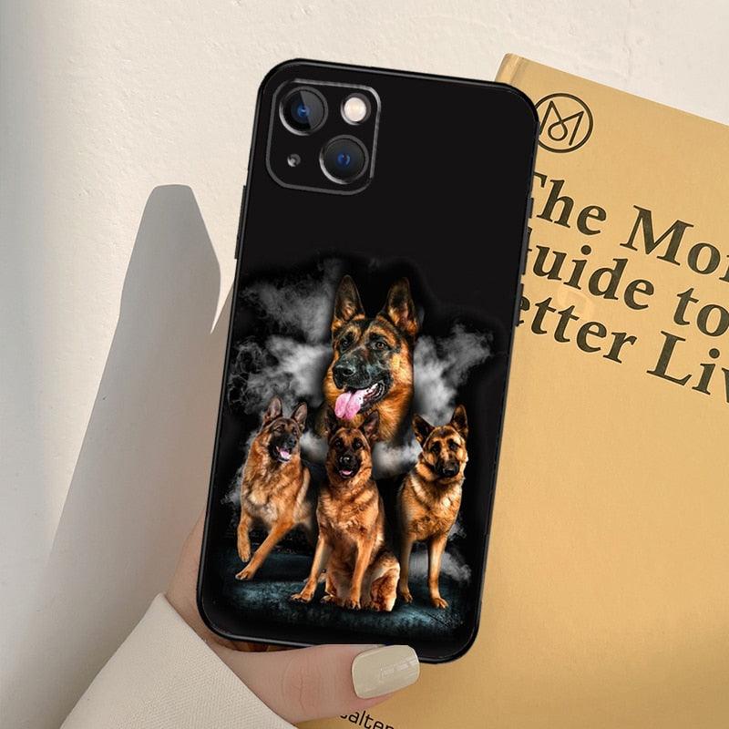 Cartoon German Shepherd Phone Case MAsk Dog Case For iPhone 13 12 Mini 11 14 Pro Max 6S 8 7 Plus SE 2022 2020 X XS Max XR Back Cover Poodle Dog Phone Case Compatible with iphone