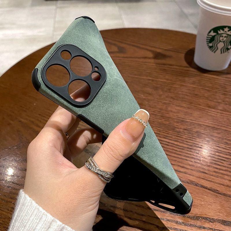 Vintage Green PU Leather Case For iPhone 13 12 11 Pro Max Mini XR XS X 7 8 Plus Luxury Silicon Bumper Shockproof Soft Cover Ultra Thin Slim Leather Case Anti-Scratch Hard Back Cover for iPhone