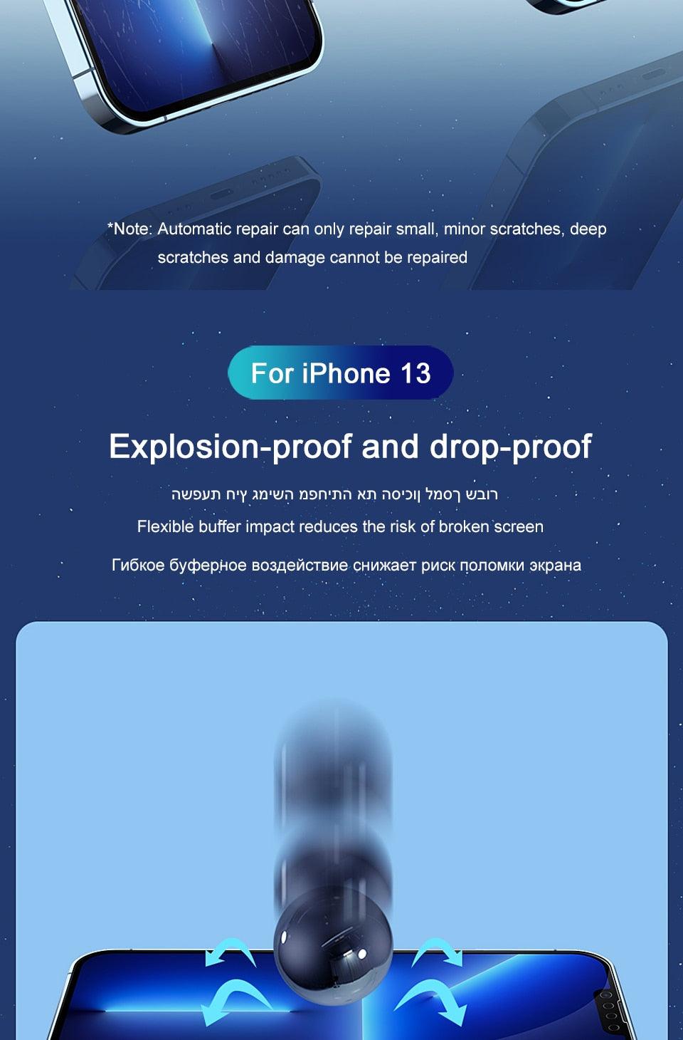 Full Cover Film For iPhone 13 12 11 14 Pro MAX Mini Screen Protector XS Max XR X 7 8 6S Plus SE 2020 Phone Accessories Screen Protector Ultra Strengthened Tempered Glass