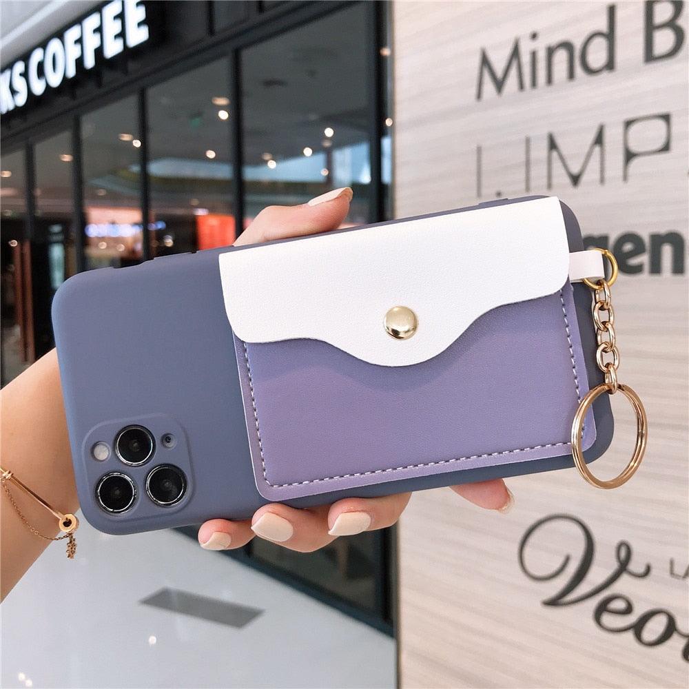 Luxury Wallet Phone Case For iPhone 13 Pro Max 11 12 Pro Max X XR XS 7 8 Plus 13 Mini Soft Silicone Handbag Card Phone Case Wallet Compatible iPhone Bag Cover