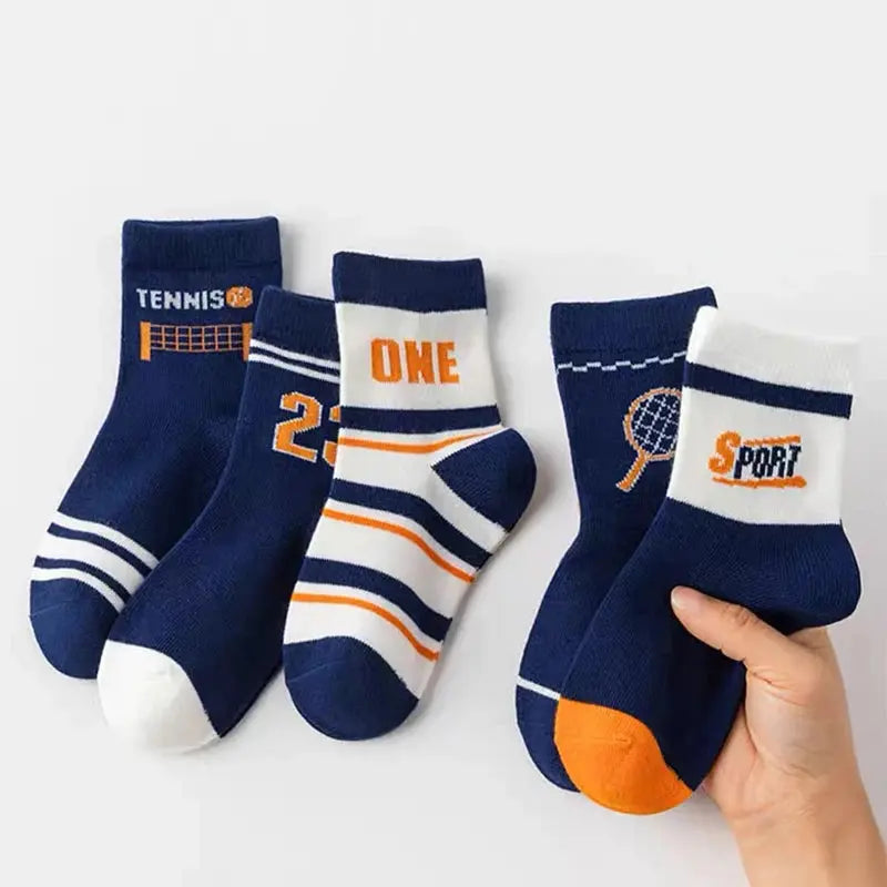 Classic Boys Tennis Crew Socks Soft Cotto