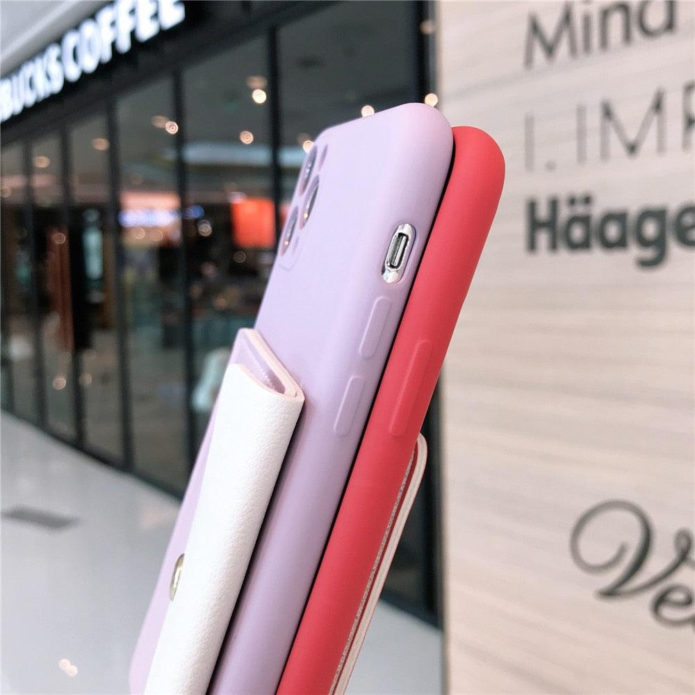 Luxury Wallet Phone Case For iPhone 13 Pro Max 11 12 Pro Max X XR XS 7 8 Plus 13 Mini Soft Silicone Handbag Card Phone Case Wallet Compatible iPhone Bag Cover