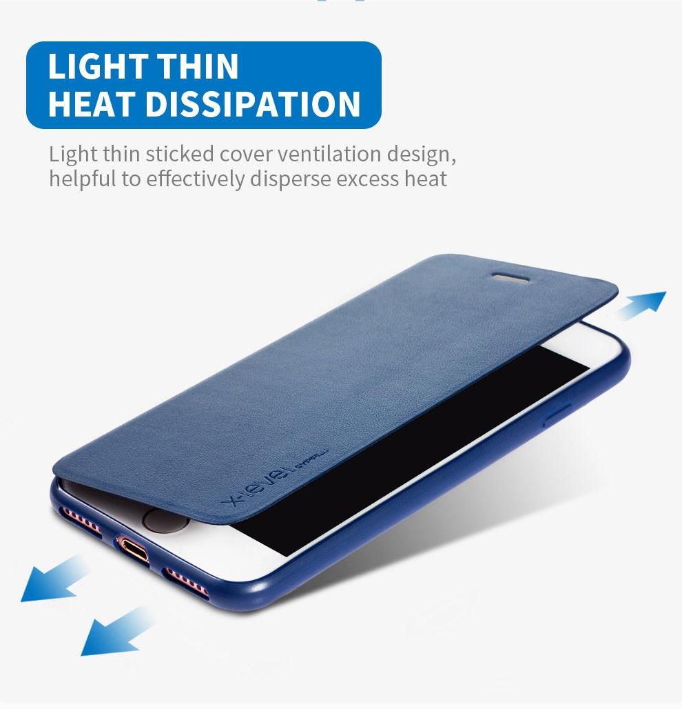 Ultra Thin Slim Case For iPhone 13 12 Case 6S 7 8 Plus X XR XS Max Flip Leather Cover For iPhone 12 11 Pro Max Case Leather Extra Slim Phone Case With Stand Function