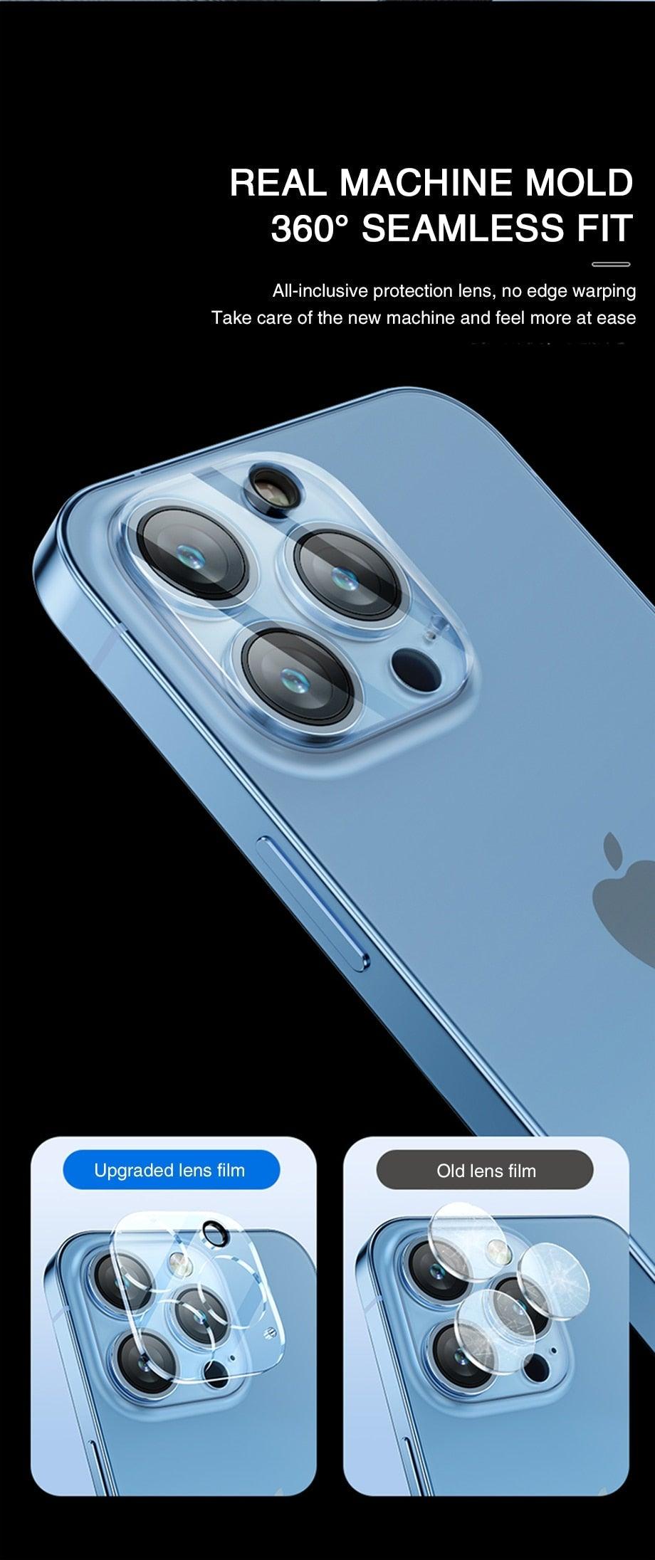 Full Cover HD Back Camera Glass Protectors for iPhone 13 12 Pro Max 13Mini Lens Protective Glass Film on IPhone 11 14 PRO MAX XS Ultra Thin Tempered Glass Camera Lens Screen Protector