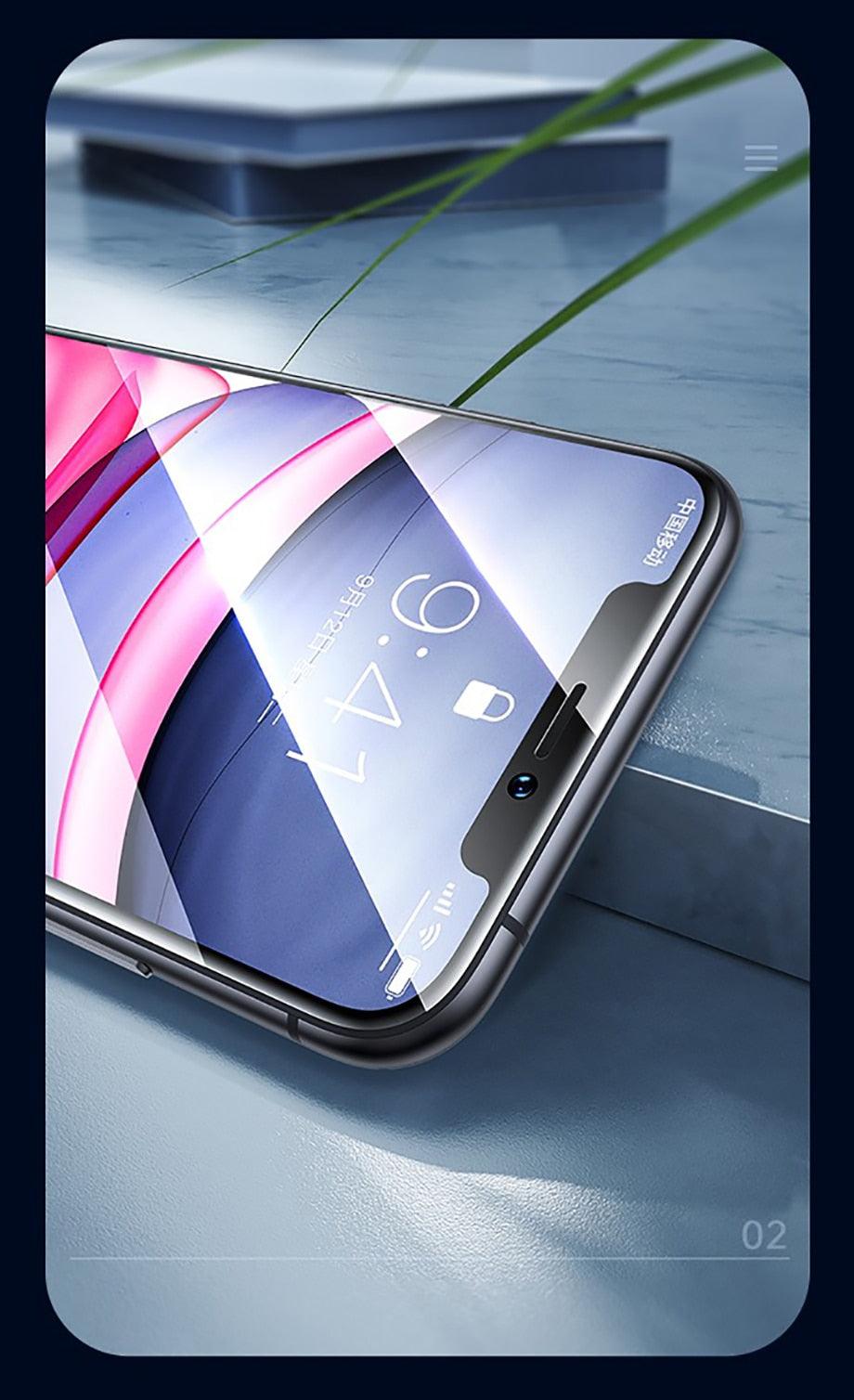 80D Full Protective Glass For iphone 6 7 8 Plus X Xr Xs Max SE Tempered Screen Protector iPhone 11 12 13 Pro Max Mini Glass Film Screen Protector with Full-Coverage, Easy Installation Frame