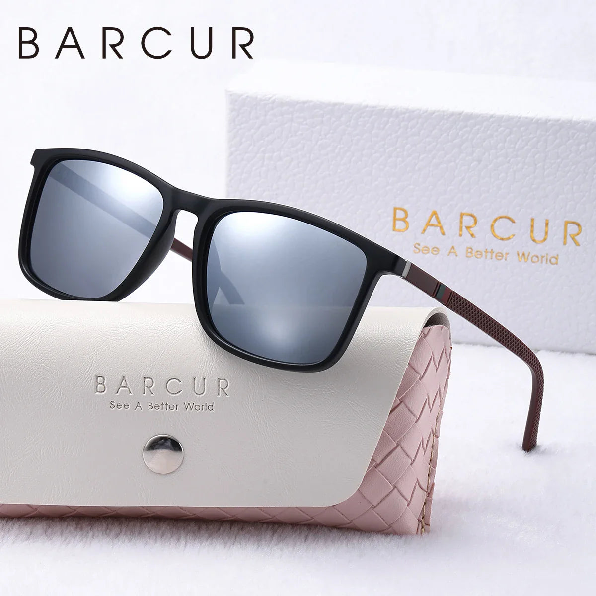 BARCUR Polarized Square Frame Sunglasses for Men and Women – Timeless Fashion UV400 Wave Point Design Casual Style Durable PC Eyewear for Summer Outdoor Driving Travel and Gift Giving