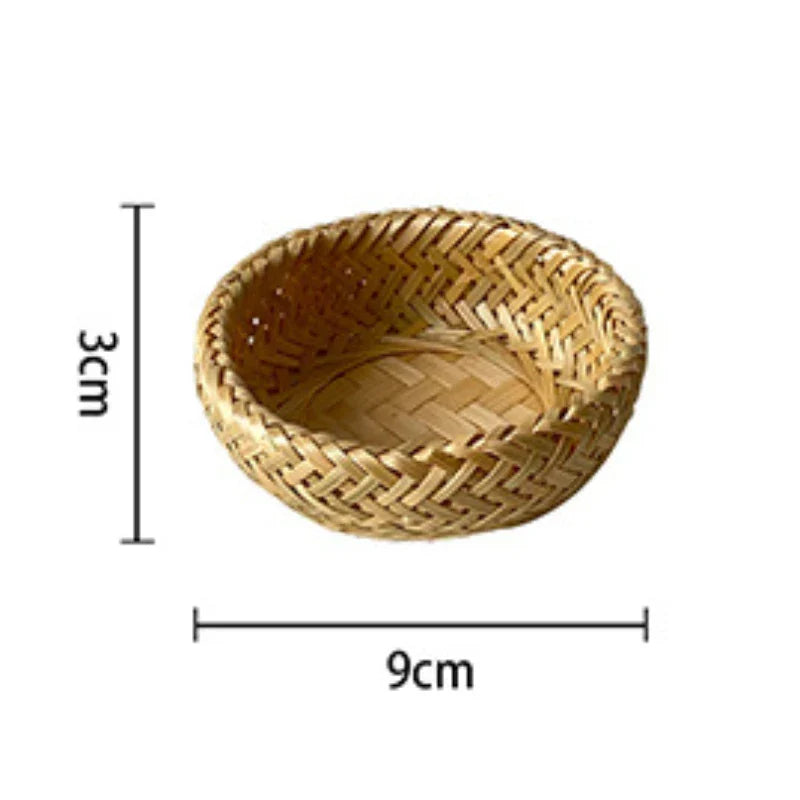 Bamboo Dessert Plate Fruit Snack Basket Storage