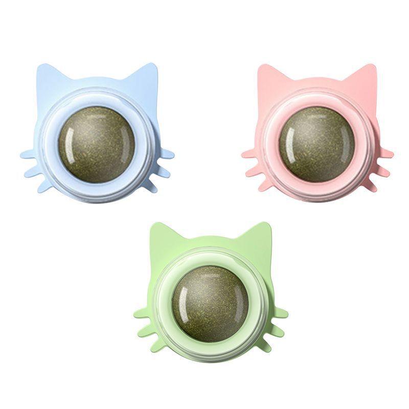 Ball Cat Toy Pasted Lollipop Gatos Mint On The Wall Pet Ball Snack Good Cat Accessories Cat Toy with Light and Self-Rotating Ball Kitten Gift Edible Cat Lick Toy Cat Chew Toy Teeth Cleaning Cat Bite Toy Rotating Cat Toy