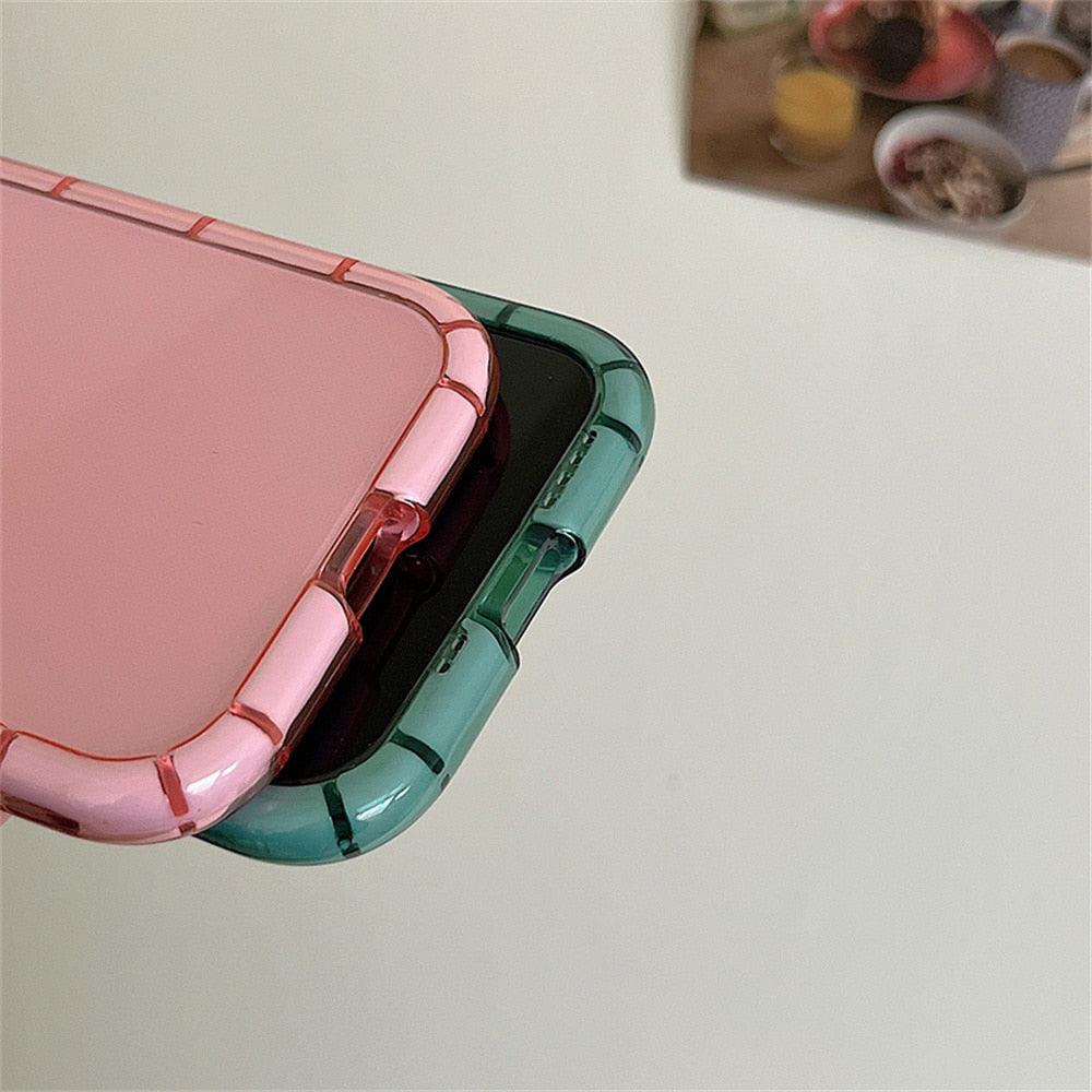 Luminous Shockproof Bumper Phone Case For iPhone 11 14 Pro Max 12 11 13 Pro Max X XR XS Max Transparent Back Cover Full Bumper Case Strong Classic Phone Case